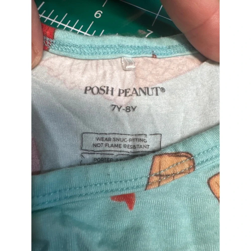 Posh Peanut Kids Ice Cream Cone Bamboo Viscose Pajama Set Blue Red 7Y-8Y
